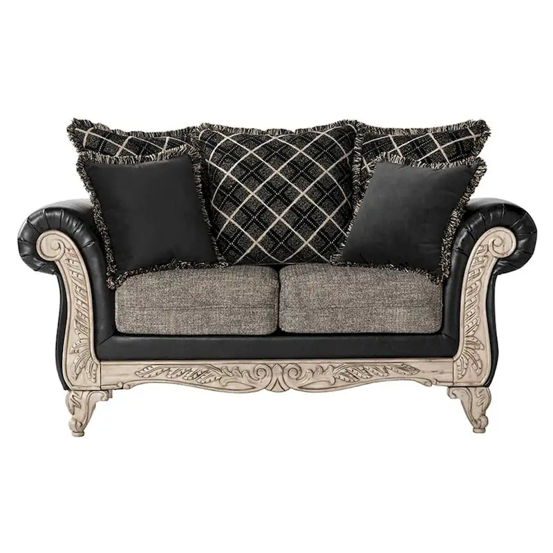 Ensemble canapé et causeuse en bois avec revêtement en tissu bicolore San Marino de Roundhill Furniture
