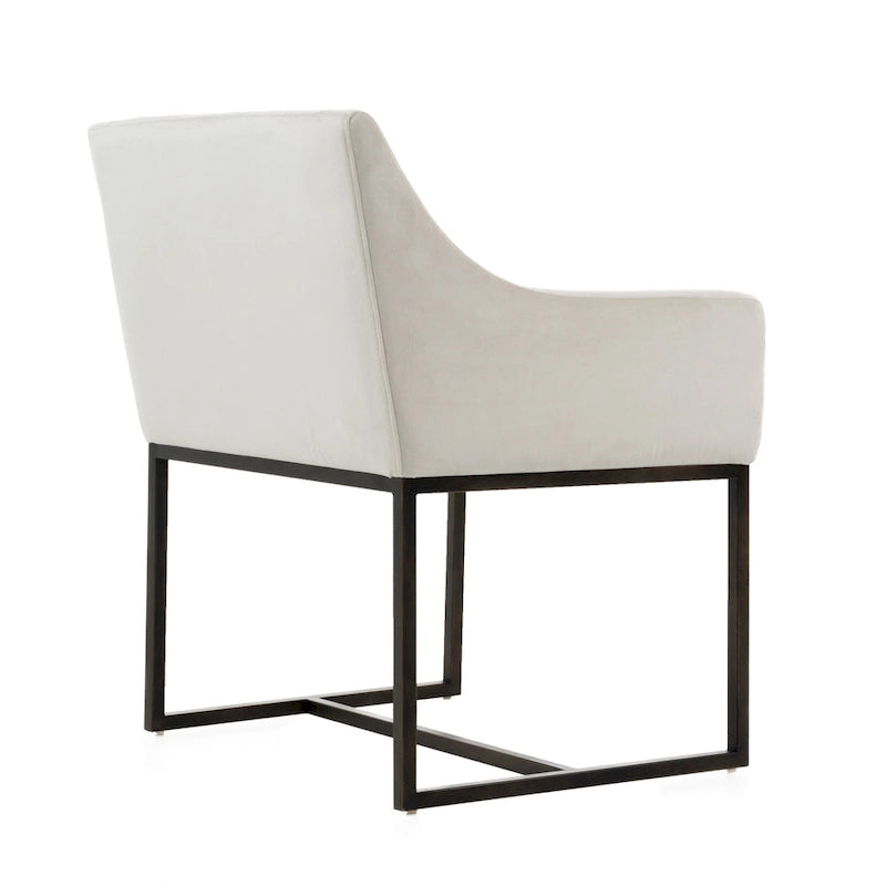 Chaise de salle à manger moderne Modrest Elijah beige et laiton antique cuivré