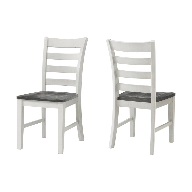 Chaise de salle à manger Monterey en bois massif (lot de 2), finition tache blanche et gris par Martin Svensson Home