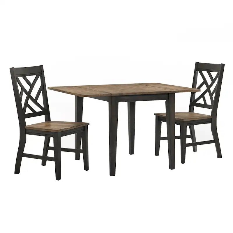 Chaise de salle à manger Harper avec dossier en treillis et 4 pieds, marron brossé et pacane, ensemble de 2