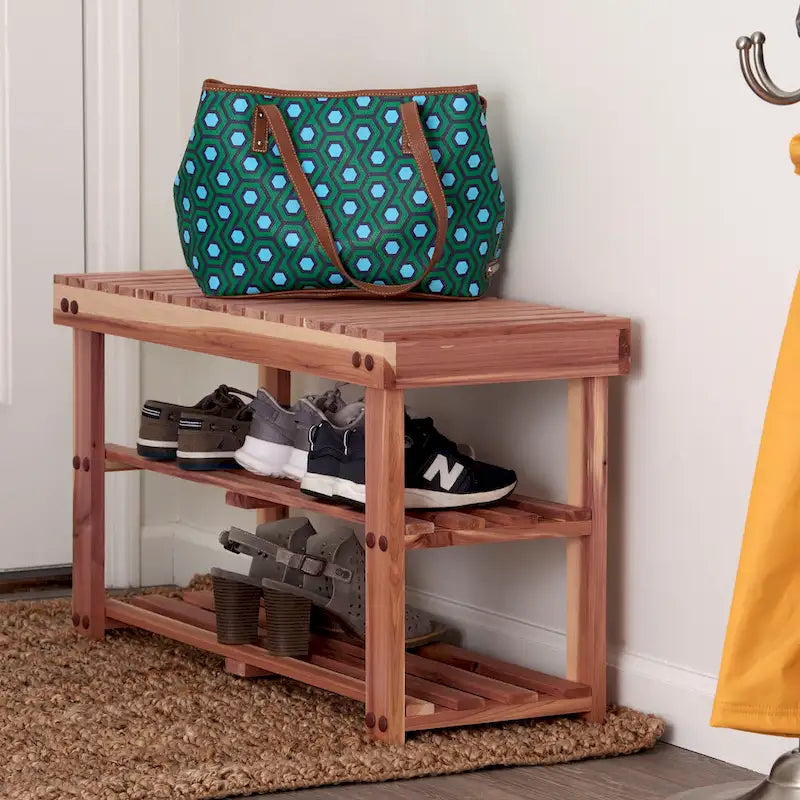 Étagère à chaussures et banc en cèdre 2 niveaux Cedar Fresh de Household Essentials