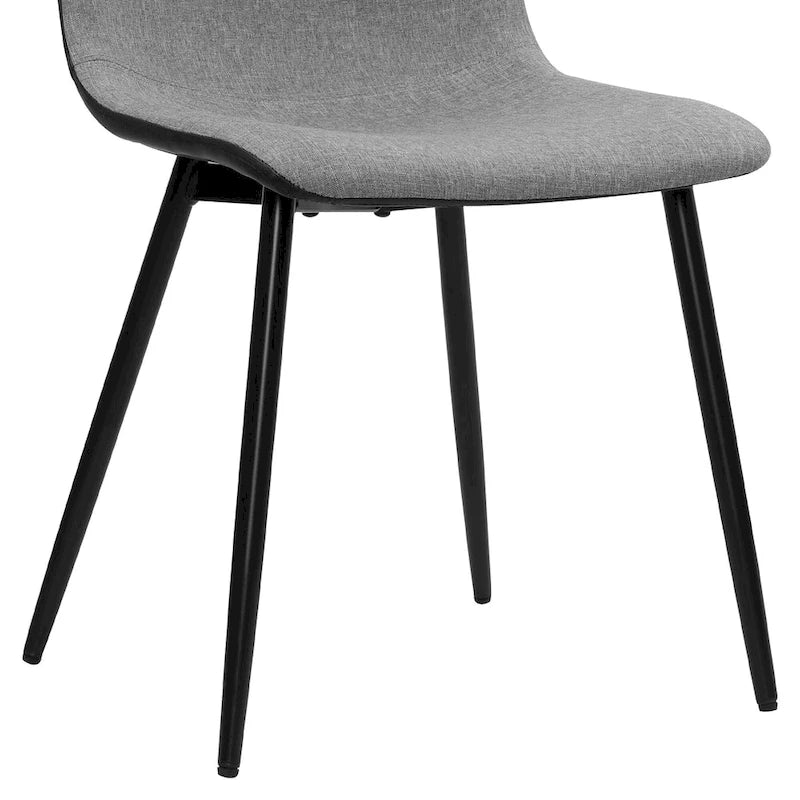 Lot de 4 chaises de salle à manger, industrielles modernes du milieu du siècle en tissu, grises