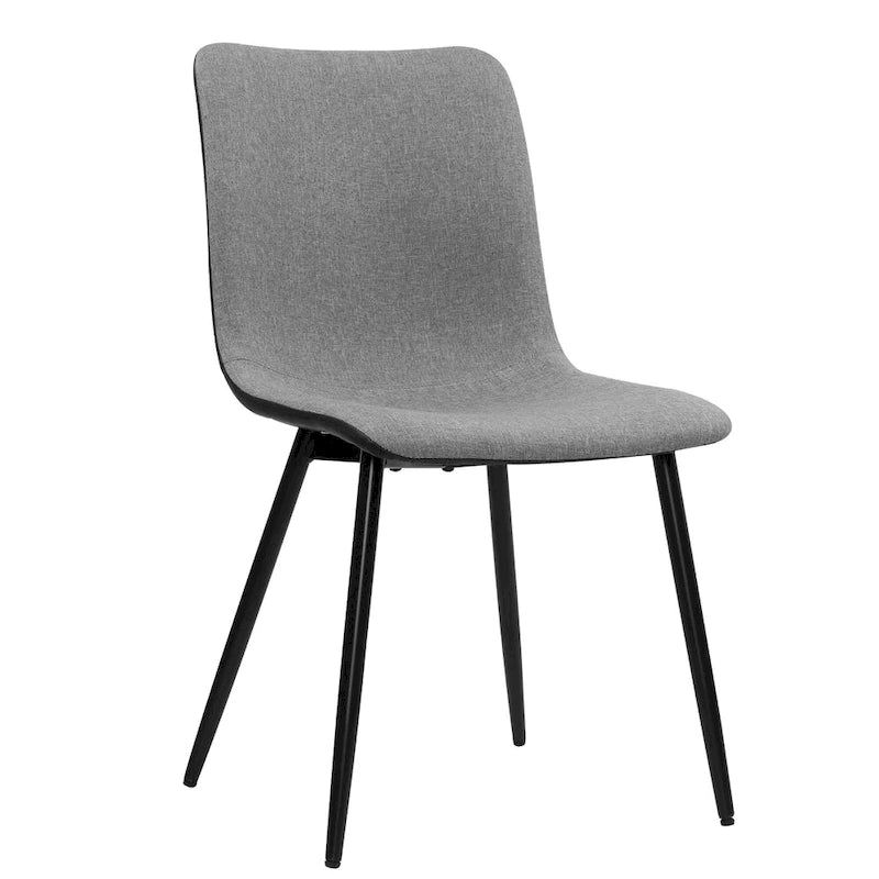 Lot de 4 chaises de salle à manger, industrielles modernes du milieu du siècle en tissu, grises