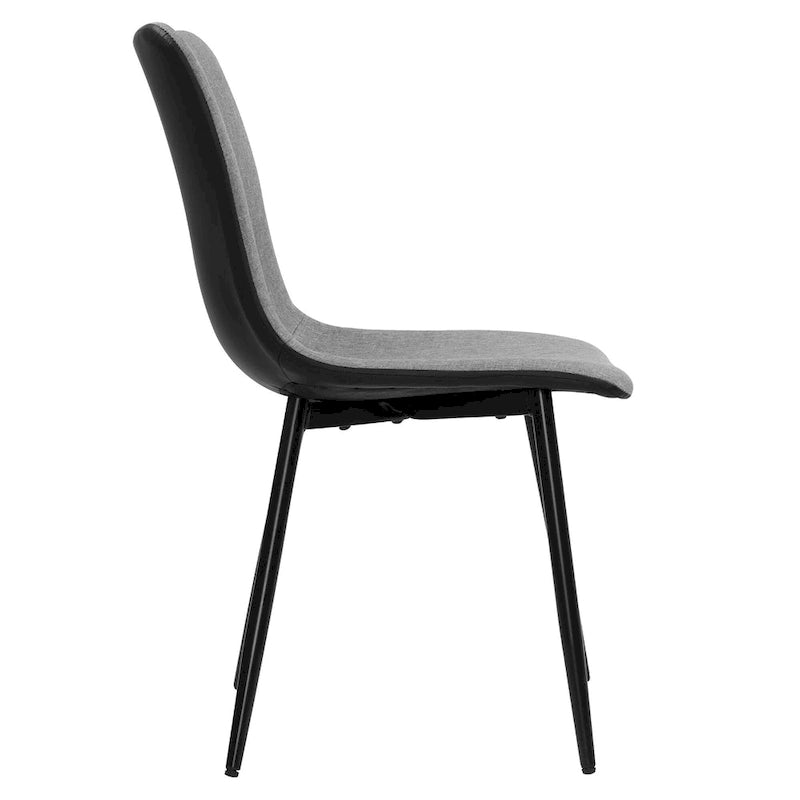 Lot de 4 chaises de salle à manger, industrielles modernes du milieu du siècle en tissu, grises