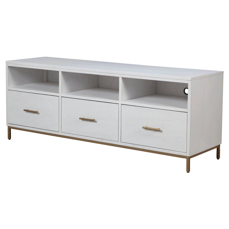 Meuble TV en bois Madelyn Alpine Furniture, blanc