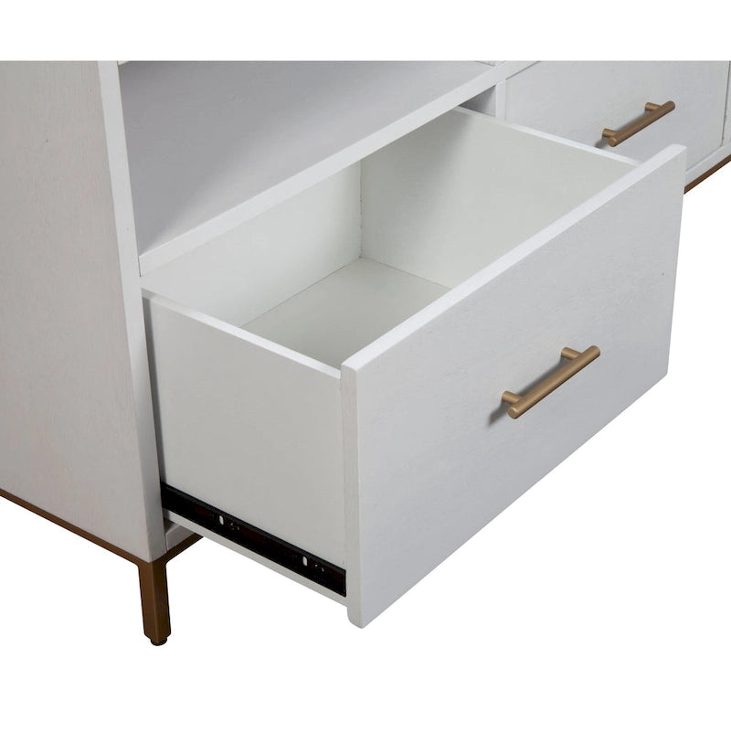 Meuble TV en bois Madelyn Alpine Furniture, blanc