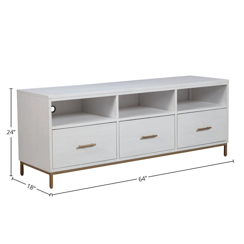 Meuble TV en bois Madelyn Alpine Furniture, blanc