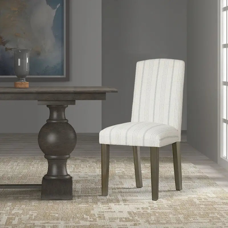 Chaise de salle à manger classique Parsons HomePop - Rayures gris colombe (lot de 2)