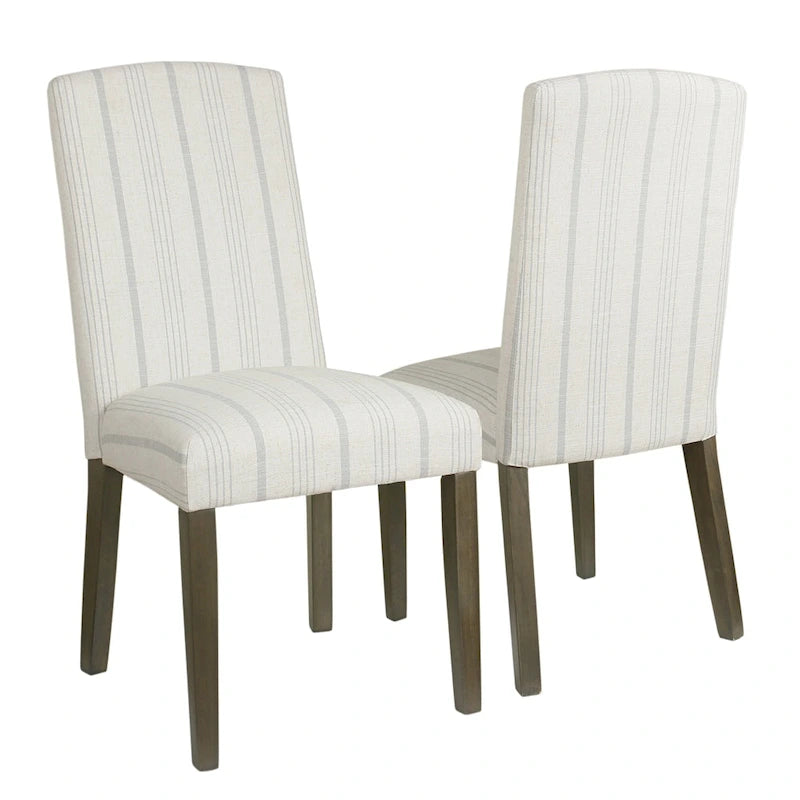 Chaise de salle à manger classique Parsons HomePop - Rayures gris colombe (lot de 2)