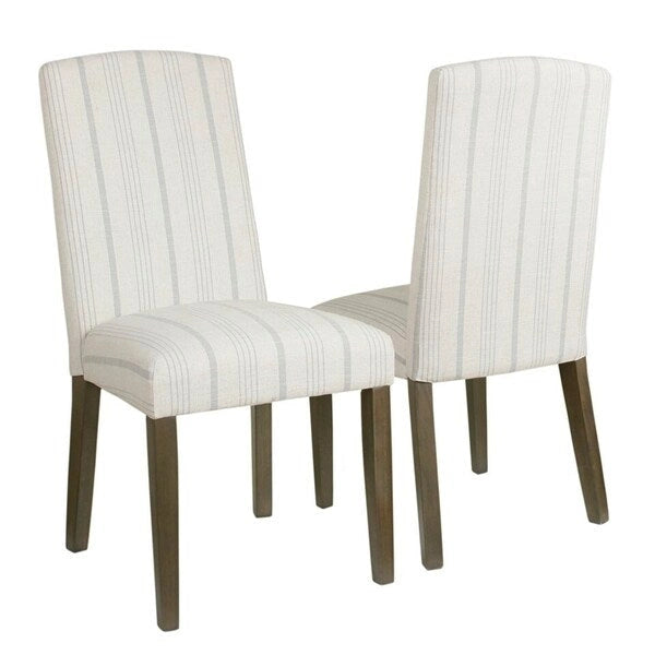 Chaise de salle à manger classique Parsons HomePop - Rayures gris colombe (lot de 2)