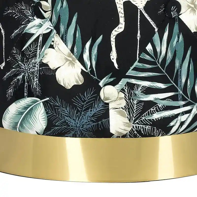 Pouffe repose-pieds rond en velours Adeco avec garniture dorée