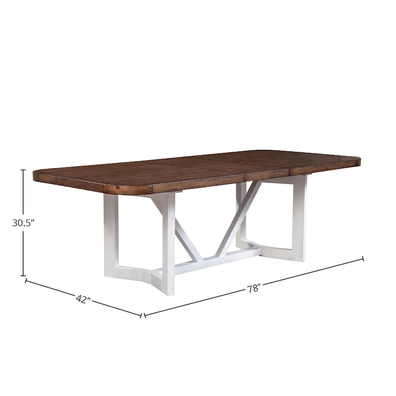 Table à manger bicolore en bois Donham d'Alpine Furniture, marron et blanc