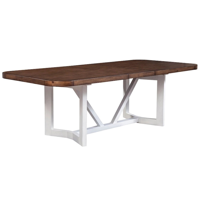 Table à manger bicolore en bois Donham d'Alpine Furniture, marron et blanc