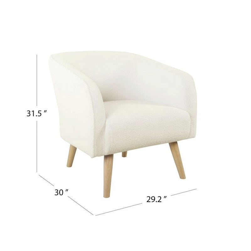 Fauteuil d'appoint Sherpa HomePop avec pieds en bois - Crème