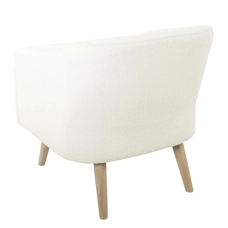Fauteuil d'appoint Sherpa HomePop avec pieds en bois - Crème