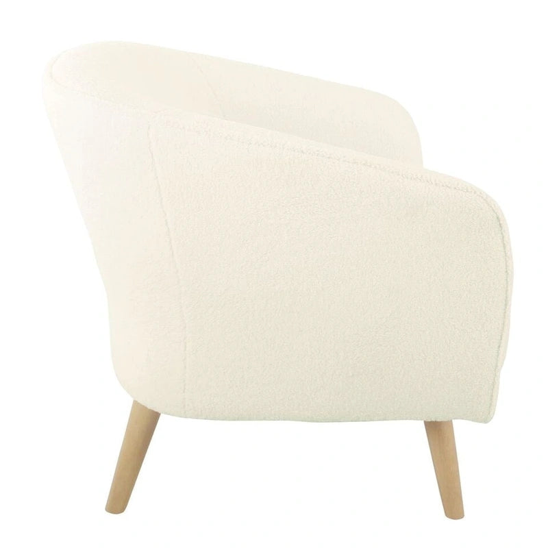 Fauteuil d'appoint Sherpa HomePop avec pieds en bois - Crème