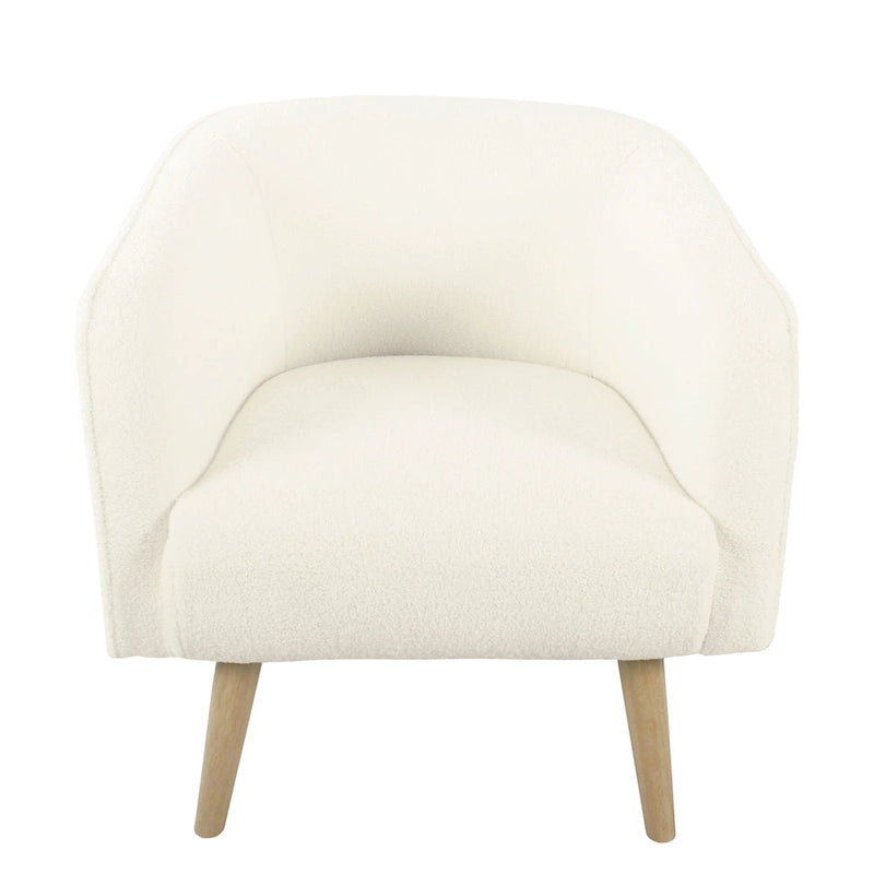 Fauteuil d'appoint Sherpa HomePop avec pieds en bois - Crème