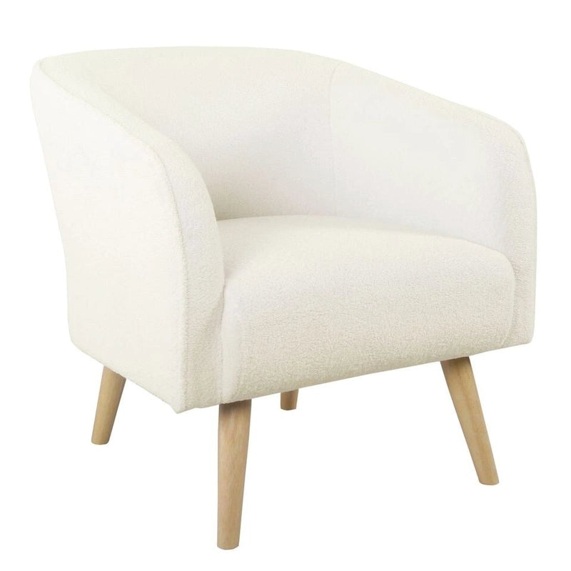 Fauteuil d'appoint Sherpa HomePop avec pieds en bois - Crème