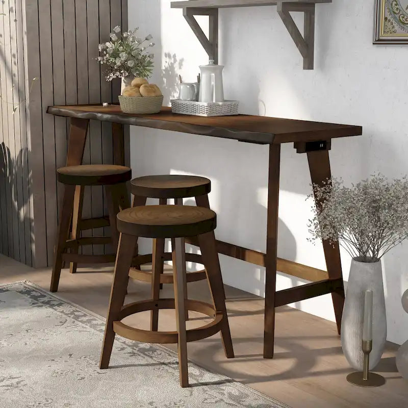 Ensemble de table à hauteur de comptoir 4 pièces en bois de noyer Dewl Farmhouse par Furniture of America