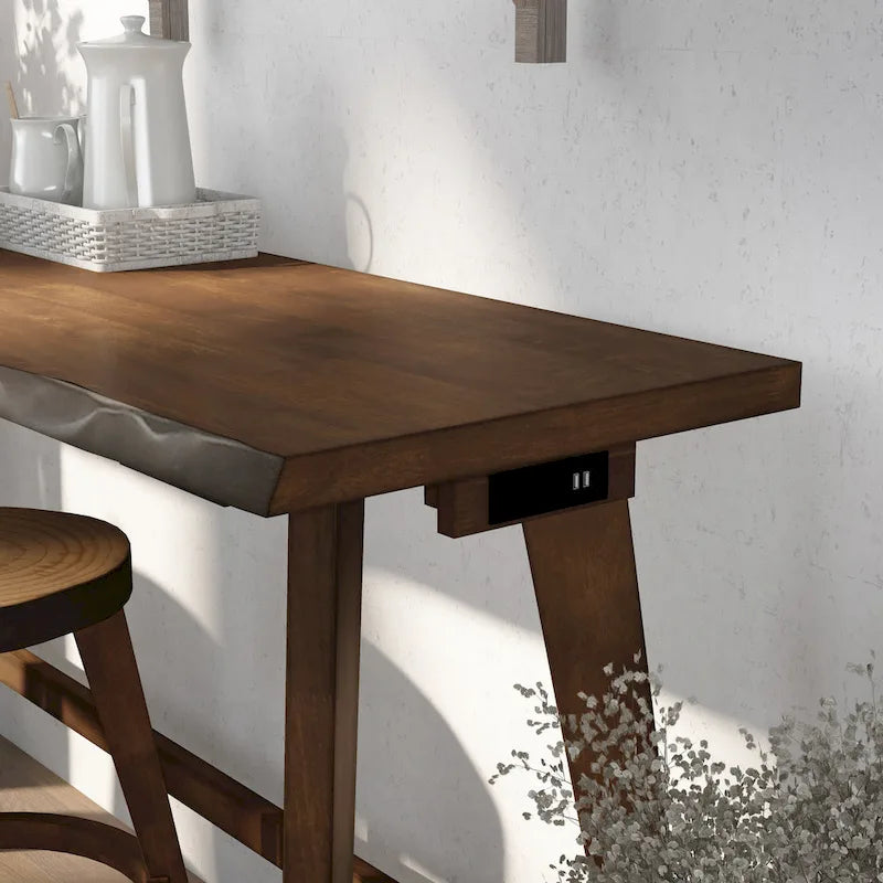 Ensemble de table à hauteur de comptoir 4 pièces en bois de noyer Dewl Farmhouse par Furniture of America