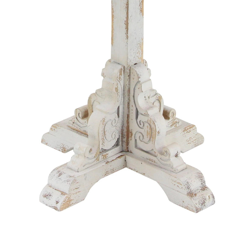 Table d'appoint ou de bout en bois sculpté avec plateau en bois marron - Gris, Blanc, Crème - Roche River Decor