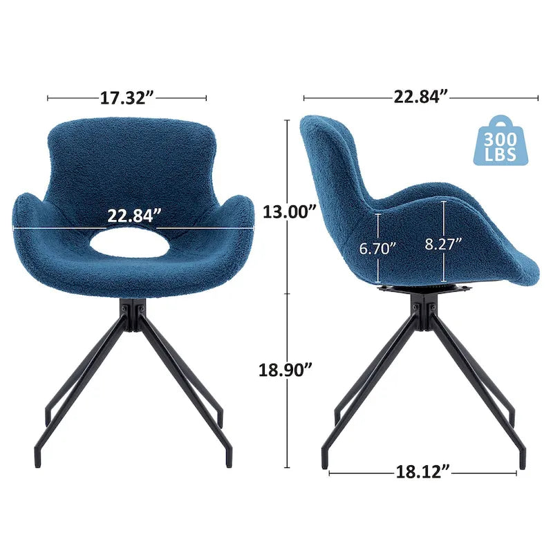 Lot de 2 chaises de salle à manger pivotantes - N/A