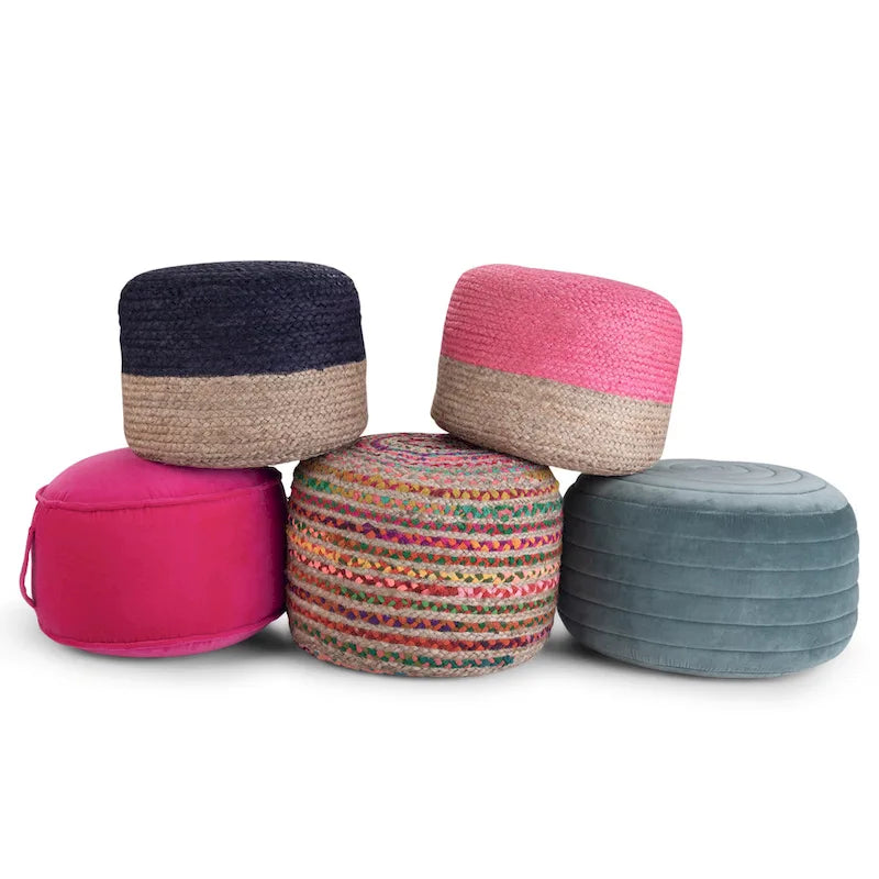 WYNDENHALL Anna Pouf Rond Bohème en Velours