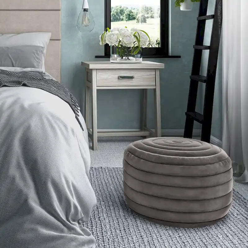 WYNDENHALL Anna Pouf Rond Bohème en Velours