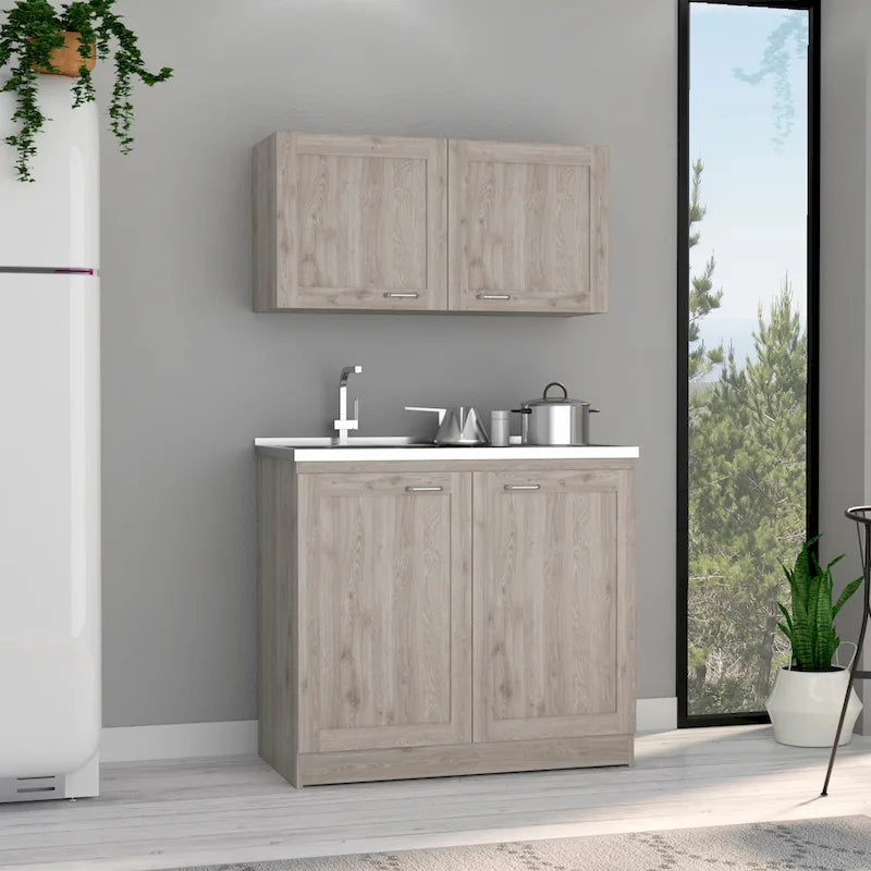 TUHOME Zurich Meuble Bas avec 2 Étagères Intérieures - N/A