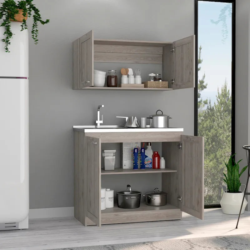 TUHOME Zurich Meuble Bas avec 2 Étagères Intérieures - N/A