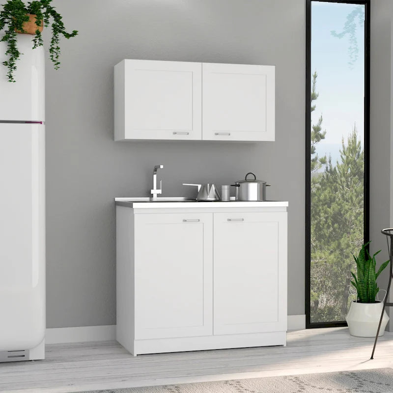 TUHOME Zurich Meuble Bas avec 2 Étagères Intérieures - N/A