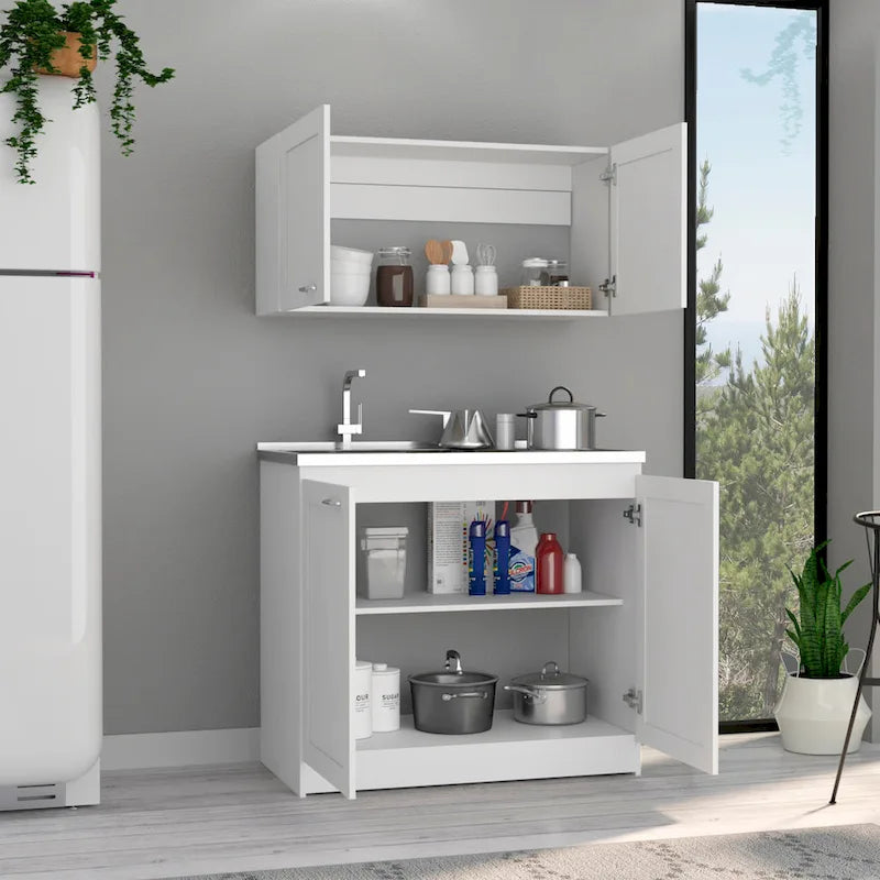 TUHOME Zurich Meuble Bas avec 2 Étagères Intérieures - N/A