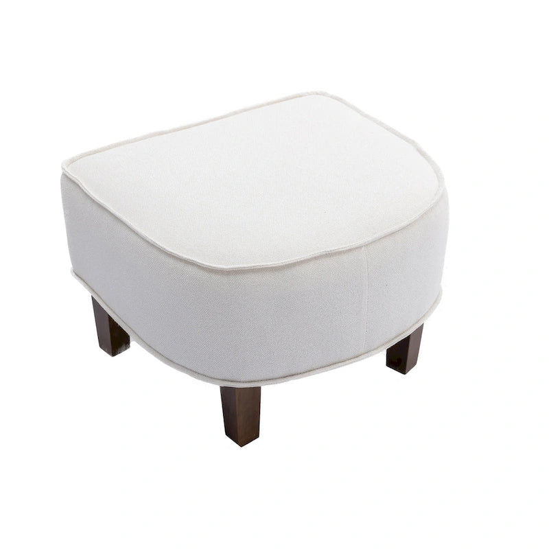 Fauteuil club mi-siècle en lin/polyester avec ottoman
