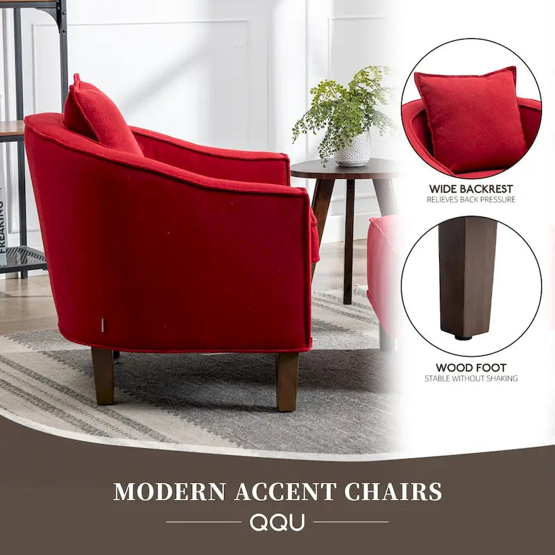 Fauteuil club mi-siècle en lin/polyester avec ottoman