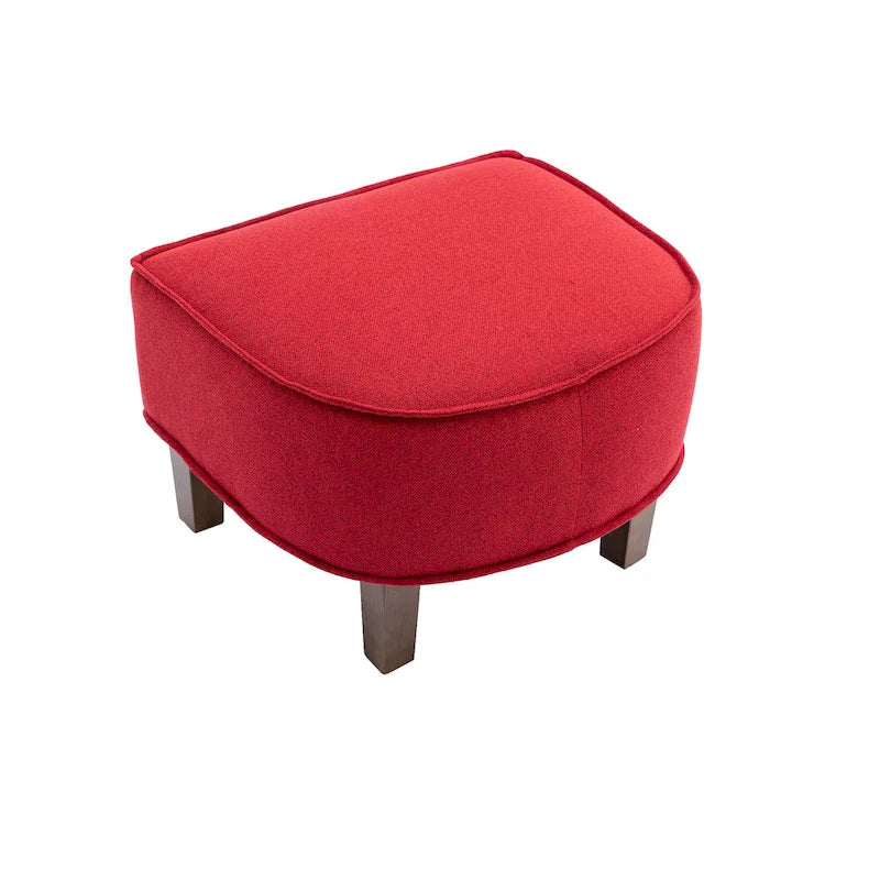 Fauteuil club mi-siècle en lin/polyester avec ottoman