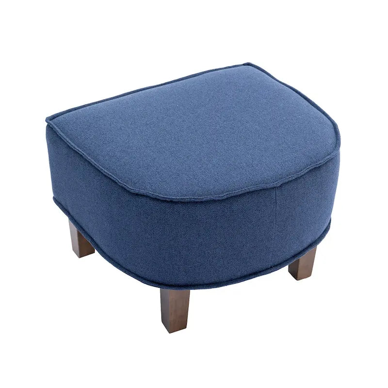 Fauteuil club mi-siècle en lin/polyester avec ottoman