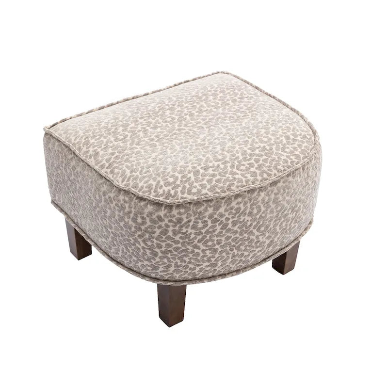 Fauteuil club mi-siècle en lin/polyester avec ottoman