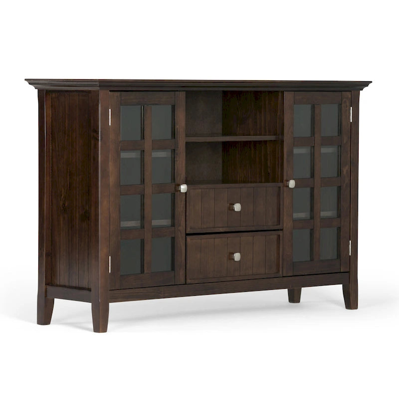 WYNDENHALL Normandy Meuble TV multimédia en bois massif de 134,6 cm de large pour téléviseurs jusqu'à 60 pouces