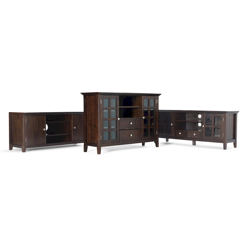 WYNDENHALL Normandy Meuble TV multimédia en bois massif de 134,6 cm de large pour téléviseurs jusqu'à 60 pouces