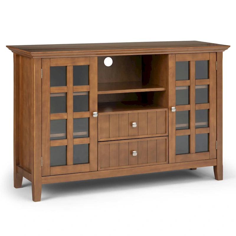 WYNDENHALL Normandy Meuble TV multimédia en bois massif de 134,6 cm de large pour téléviseurs jusqu'à 60 pouces