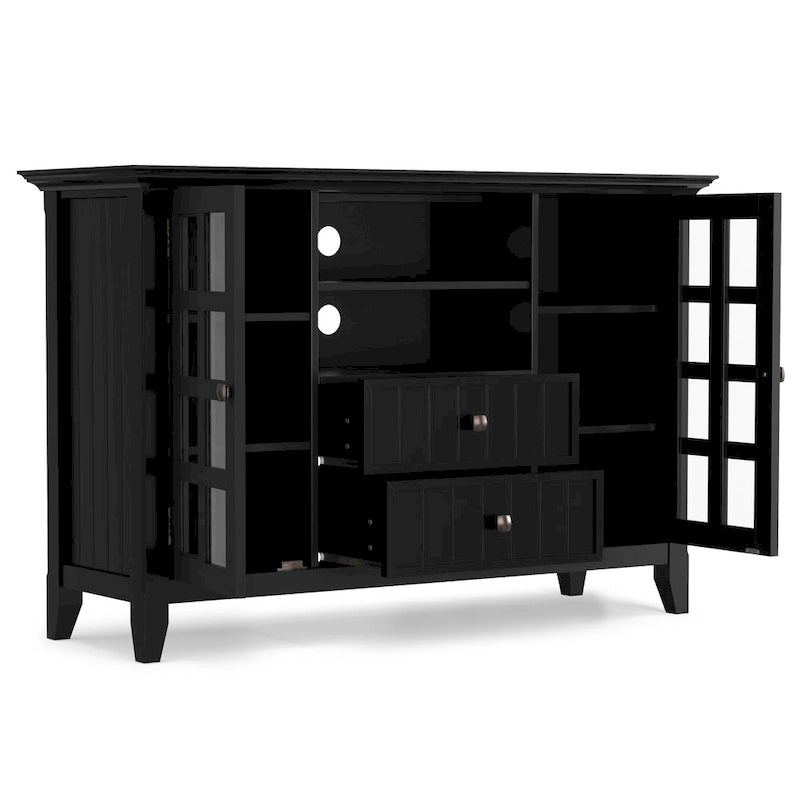 WYNDENHALL Normandy Meuble TV multimédia en bois massif de 134,6 cm de large pour téléviseurs jusqu'à 60 pouces