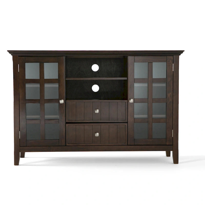 WYNDENHALL Normandy Meuble TV multimédia en bois massif de 134,6 cm de large pour téléviseurs jusqu'à 60 pouces
