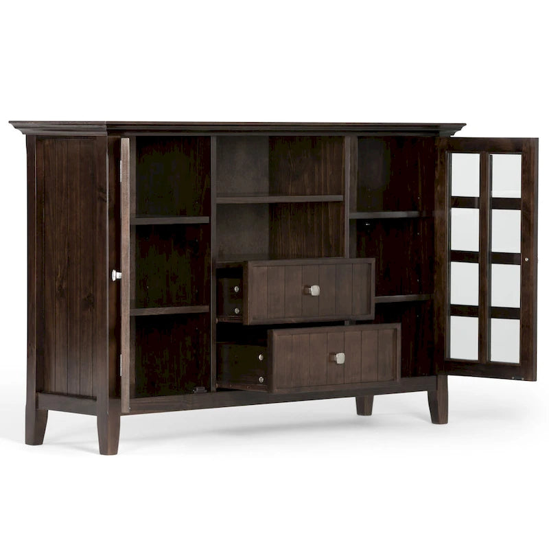 WYNDENHALL Normandy Meuble TV multimédia en bois massif de 134,6 cm de large pour téléviseurs jusqu'à 60 pouces