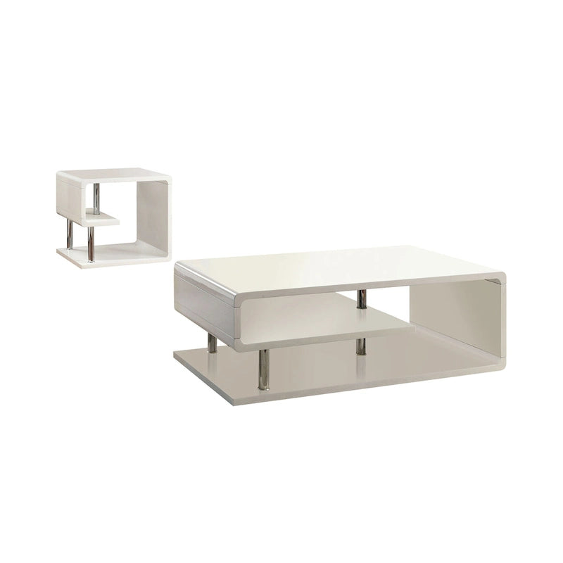 Ensemble table basse et table d'appoint 2 pièces Inomata Contemporary 47 po en bois à étagères ouvertes par Furniture of America