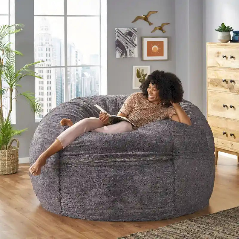 Pouf d'hiver en fausse fourrure Greyrock Modern Glam par Christopher Knight Home