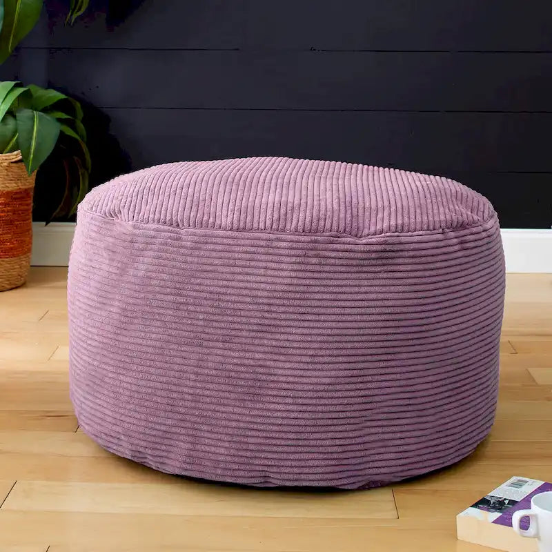 Grand pouf/ottoman rond en velours côtelé Sorra Home pour intérieur