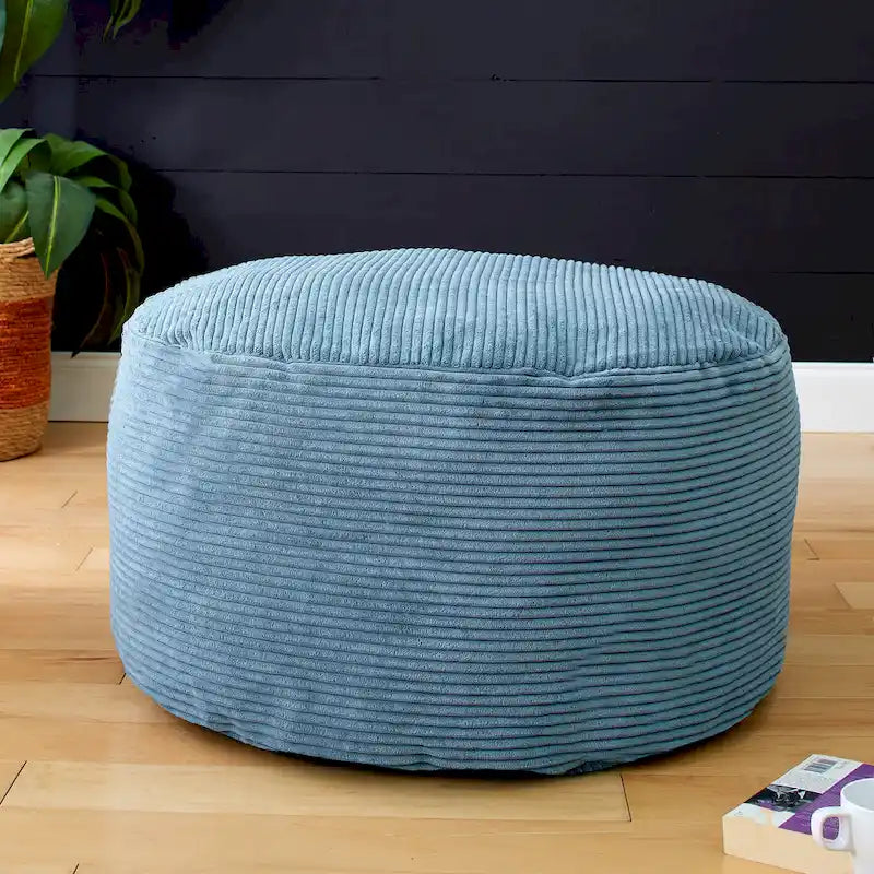 Grand pouf/ottoman rond en velours côtelé Sorra Home pour intérieur