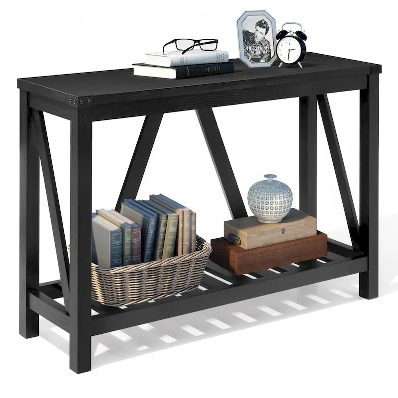 Pellebant Table console d'entrée en A, table de canapé longue avec étagère - 114,99 cm L x 35,51 cm l x 80,98 cm H