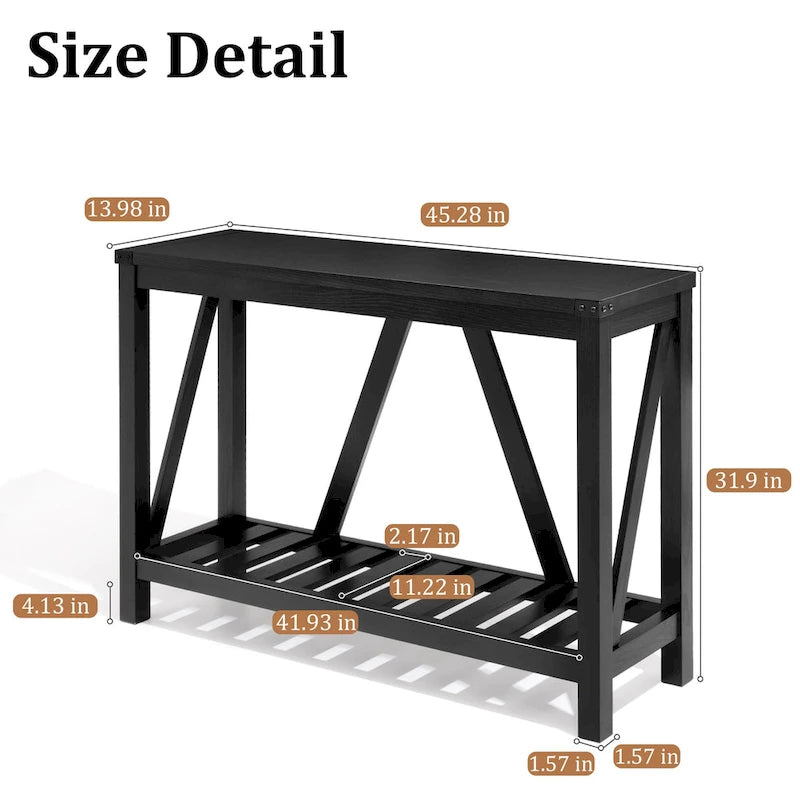 Pellebant Table console d'entrée en A, table de canapé longue avec étagère - 114,99 cm L x 35,51 cm l x 80,98 cm H