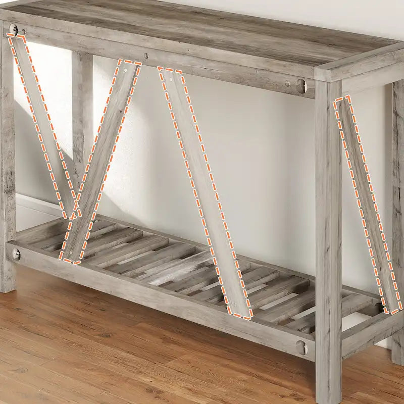 Pellebant Table console d'entrée en A, table de canapé longue avec étagère - 114,99 cm L x 35,51 cm l x 80,98 cm H